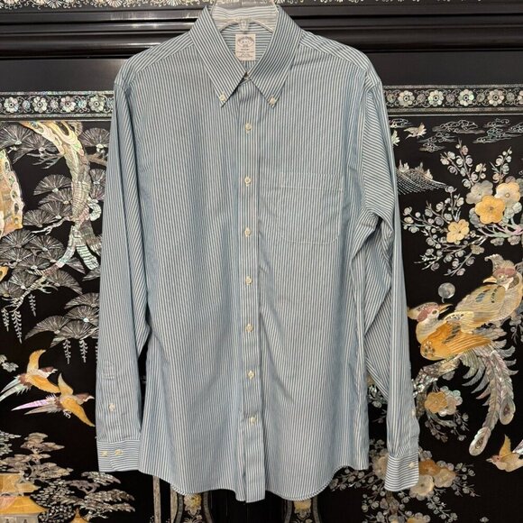 Brooks Brothers Other - Brooks Brothers Regent Fit 16 Non-Iron Cotton Striped Long-Sleeve Shirt Blue